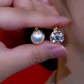 14K Gold-Plated Tetro Pearl Earrings - elegant Retro Pearl Earrings