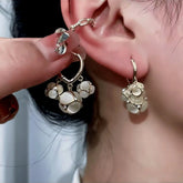 14K Gold-Plated Three Cat-Eye Ball Earrings - elegant Cat's Eye Earrings
