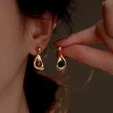 14K Gold-Plated Tiger Eye Stone Earrings - elegant Tiger's Eye Earrings