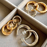 14K Gold-Plated Trending C-Shaped Earrings - elegant C-Shaped Hoop Earrings