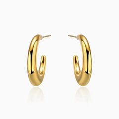 Close-up detail of the sparkling zircons and plating on the C-Shaped Hoop Earrings