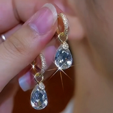 14K Gold-Plated Water Drop Earrings - elegant Gold Teardrop Studs