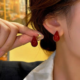 14K Gold-Plated Water Drop Stud Earrings - elegant Gold Teardrop Studs