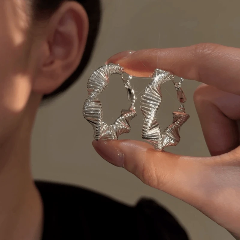 14K Gold-Plated Wavy Hoop Earrings - elegant Wavy Hoop Earrings