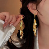 14K Gold-Plated Wheat Tassel Earrings - elegant Wheat Tassel Earrings