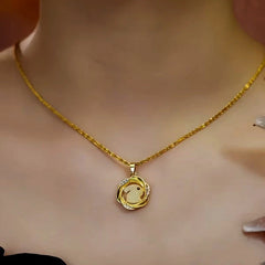 Close-up of the pendant and clasp on the Rabbit Jade Necklace