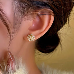 Close-up detail of the sparkling zircons and plating on the Bead Earrings