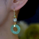 14K Gold-Plated Zircon Ancient Style Peaceful Ear Hook Earrings - elegant Ancient Style Earrings