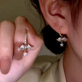 14K Gold-Plated Zircon Angel Wing Earrings - elegant Angel Wing Earrings