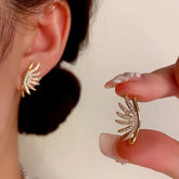 14K Gold-Plated Zircon Angel Wings Earrings - elegant Angel Wing Earrings