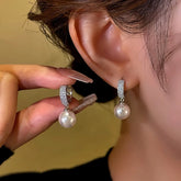 14K Gold-Plated Zircon Bead Peandant Earrings - elegant Zircon Bead Earrings