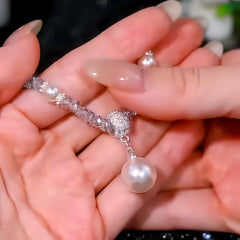 Close-up of the pendant and clasp on the Pearl Pendant Necklace