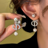 14K Gold-Plated Zircon Beaded Tassel Earrings - elegant Beaded Tassel Earrings