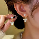 14K Gold-Plated Zircon Bow Bead Jacket Earrings - elegant Bow Jacket Earrings