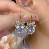 14K Gold-Plated Zircon Bow Ear Hooks - elegant Bow Ear Hooks