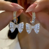 14K Gold-Plated Zircon Bow Earrings - elegant Zircon Bow Earrings