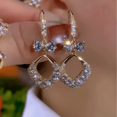 14K Gold-Plated Zircon Bow Water Drop Ear Hook Earrings - elegant Water Drop Ear Hooks