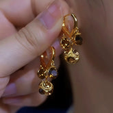 14K Gold-Plated Zircon Brown Diamond Ball Tassel Earrings - elegant Ball Tassel Earrings