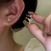 14K Gold-Plated Zircon Butterfly Ear Clip Earrings - elegant Butterfly Ear Clip