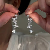14K Gold-Plated Zircon Butterfly Earrings - elegant Silver Butterfly Earrings