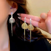14K Gold-Plated Zircon Butterfly Wing Tassel Earrings - elegant Butterfly Wing Earrings