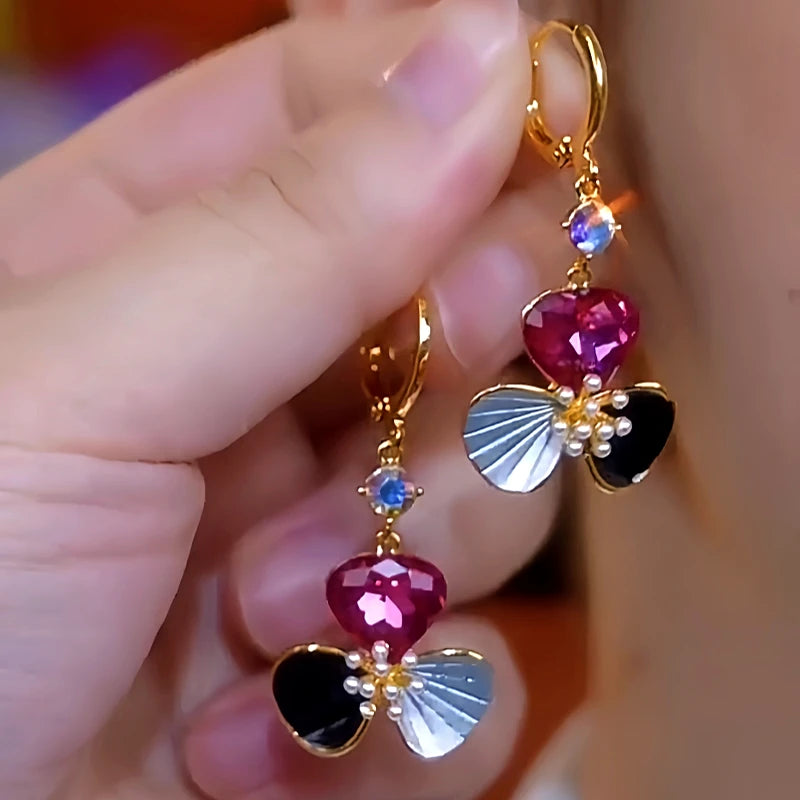 14K Gold-Plated Zircon Cat's Eye Petal Flower Earrings - elegant Petal Flower Earrings