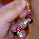 14K Gold-Plated Zircon Cat's Eye Petal Flower Earrings - elegant Petal Flower Earrings
