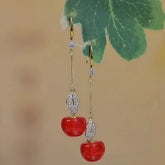 14K Gold-Plated Zircon Cherry Ear Hooks - elegant Cherry Ear Hooks