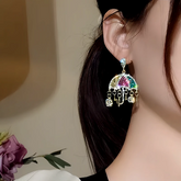14K Gold-Plated Zircon Colorful Umbrella Tassel Earrings - elegant Umbrella Tassel Earrings