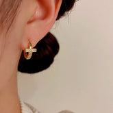 14K Gold-Plated Zircon Cross Hoop Earrings - elegant Cross Hoop Earrings
