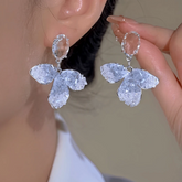 14K Gold-Plated Zircon Crystal Flower Earrings - elegant Crystal Flower Earrings