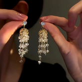 14K Gold-Plated Zircon Crystal jellyfish Tassel Earrings - elegant Jellyfish Tassel Earrings