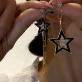 14K Gold-Plated Zircon Diamond Asymmetrical Five-Star Earrings - elegant Asymmetrical Star Earrings