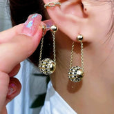 14K Gold-Plated Zircon Diamond Ball Earrings - elegant Gold Ball Earrings