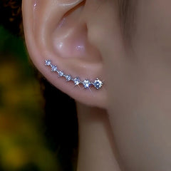 Model showcasing the dangle and style of the 14K Gold-Plated Zircon Diamond Crawlers