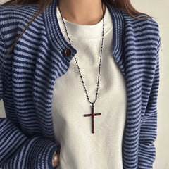 14K Gold-Plated Zircon Diamond Cross Necklace - beautiful Red Cross Necklace