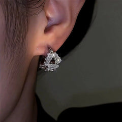 Close-up detail of the sparkling zircons and plating on the White Gold Earrings