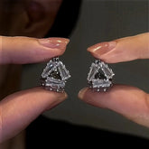 14K Gold-Plated Zircon Diamond Earrings - elegant White Gold Earrings