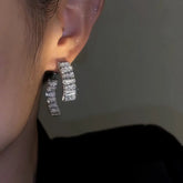 14K Gold-Plated Zircon Diamond Front And Back Earrings - elegant Front Back Earrings