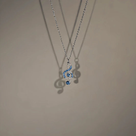 14K Gold-Plated Zircon Diamond Musical Note Necklace - beautiful Musical Note Necklace