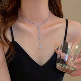 14K Gold-Plated Zircon Diamond Necklace - beautiful Silver Solitaire Necklace