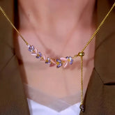 14K Gold-Plated Zircon Diamond Peaceful Wheat Necklace - beautiful Wheat Pendant Necklace