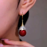 14K Gold-Plated Zircon Diamond Pearl Ear Hook Earrings - elegant Pearl Ear Hooks