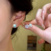 14K Gold-Plated Zircon Diamond Stud Earrings - elegant Floral Stud Earrings