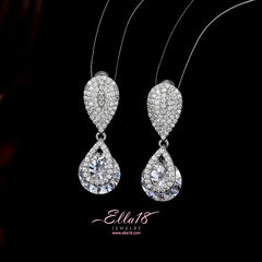 Angled view of the 14K Gold-Plated Zircon Diamond Water Drop Earrings