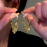 14K Gold-Plated Zircon Diamond Wheat Tassel Earrings - elegant Wheat Tassel Earrings