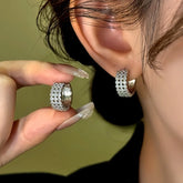 14K Gold-Plated Zircon Diamond Wide Hoop Earrings - elegant Wide Hoop Earrings