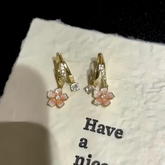 14K Gold-Plated Zircon Double-Layer Cherry Blossom Earrings - elegant Cherry Blossom Earrings
