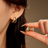 14K Gold-Plated Zircon Double-Layer Hoop Earrings - elegant Double Layer Hoops