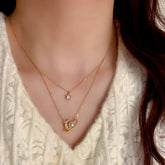 14K Gold-Plated Zircon Double-Layer Star And Moon Necklace - beautiful Star & Moon Necklace